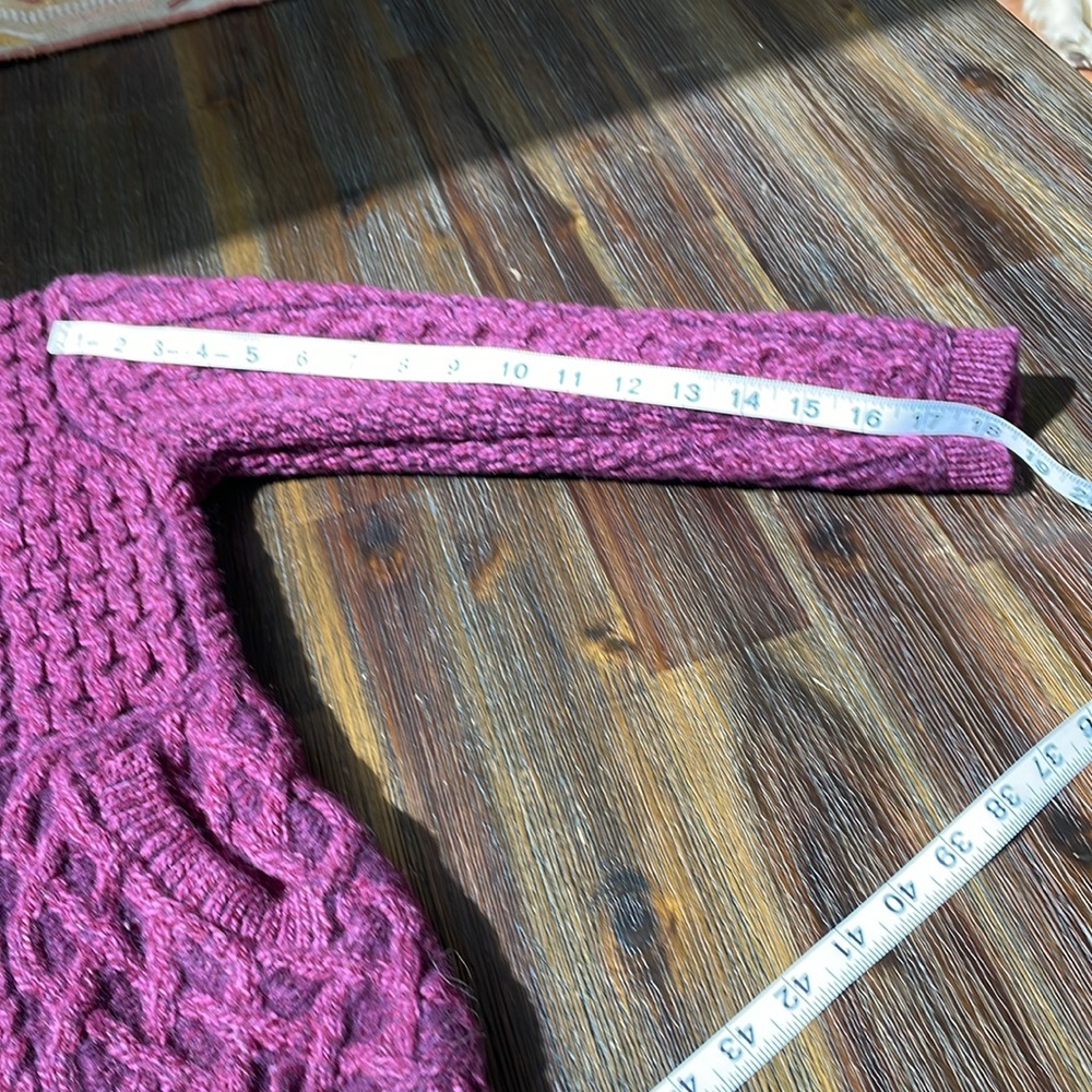 Aran Crafts Raspberry Cable Knit Cardigan - Picture 8 of 8